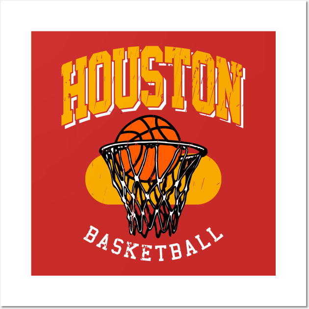 Vintage Houston Basketball Wall Art by funandgames